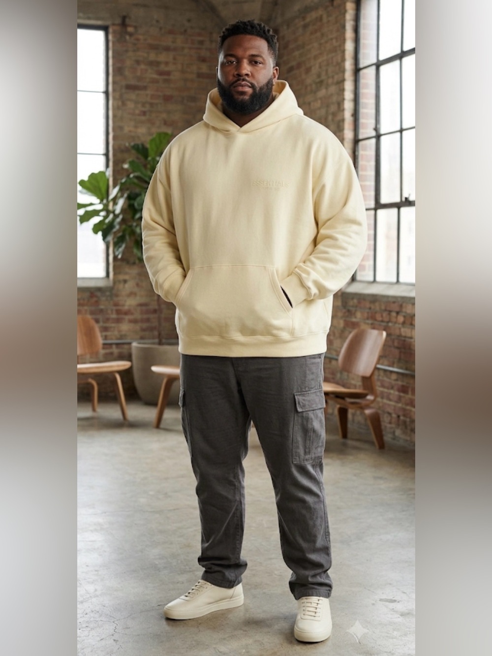 Fear of God Essentials Light Yellow Logo Hoodie Oversize XL Men